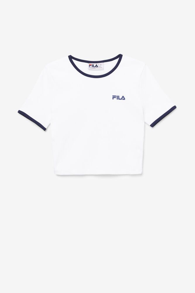 Fila Naisten Paidat Perla Crop Top Valkoinen - OWKL-82950